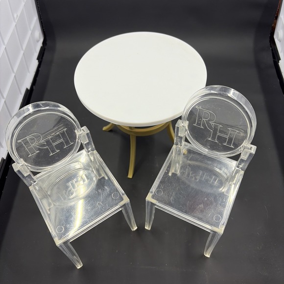 Rainbow High Doll House Kitchen Table White Gold 2 Clear Chairs fits 11" Dolls - Picture 3 of 3
